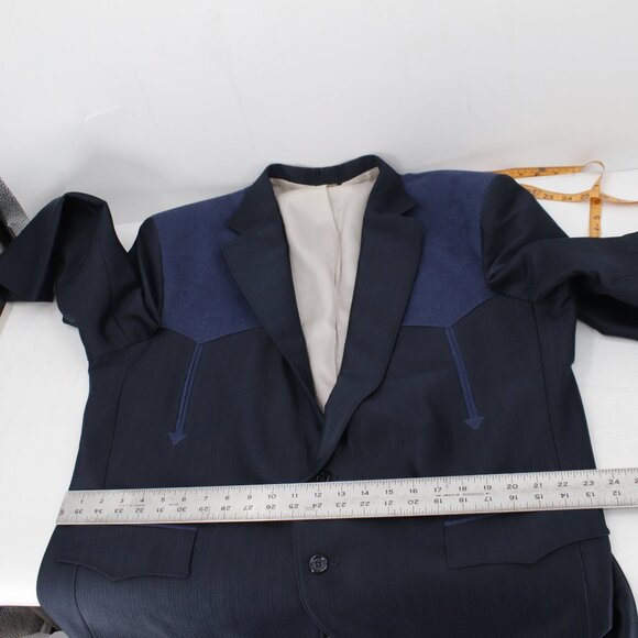 Vintage Pagano west sport coat Mens 48R western rodeo faux suede yoke blue - Picture 11 of 15